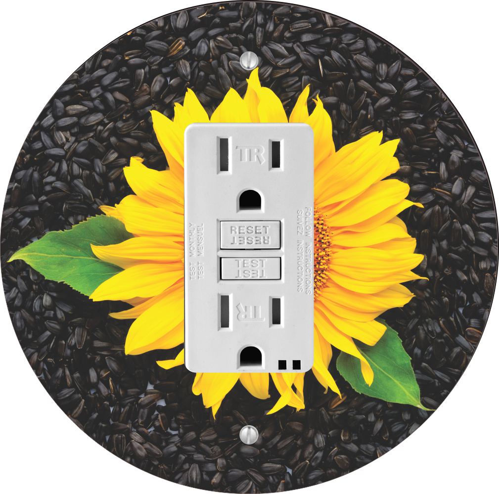 Sam Sandor - Sunflower Design - Round Light Switch Plate Cover - GFI