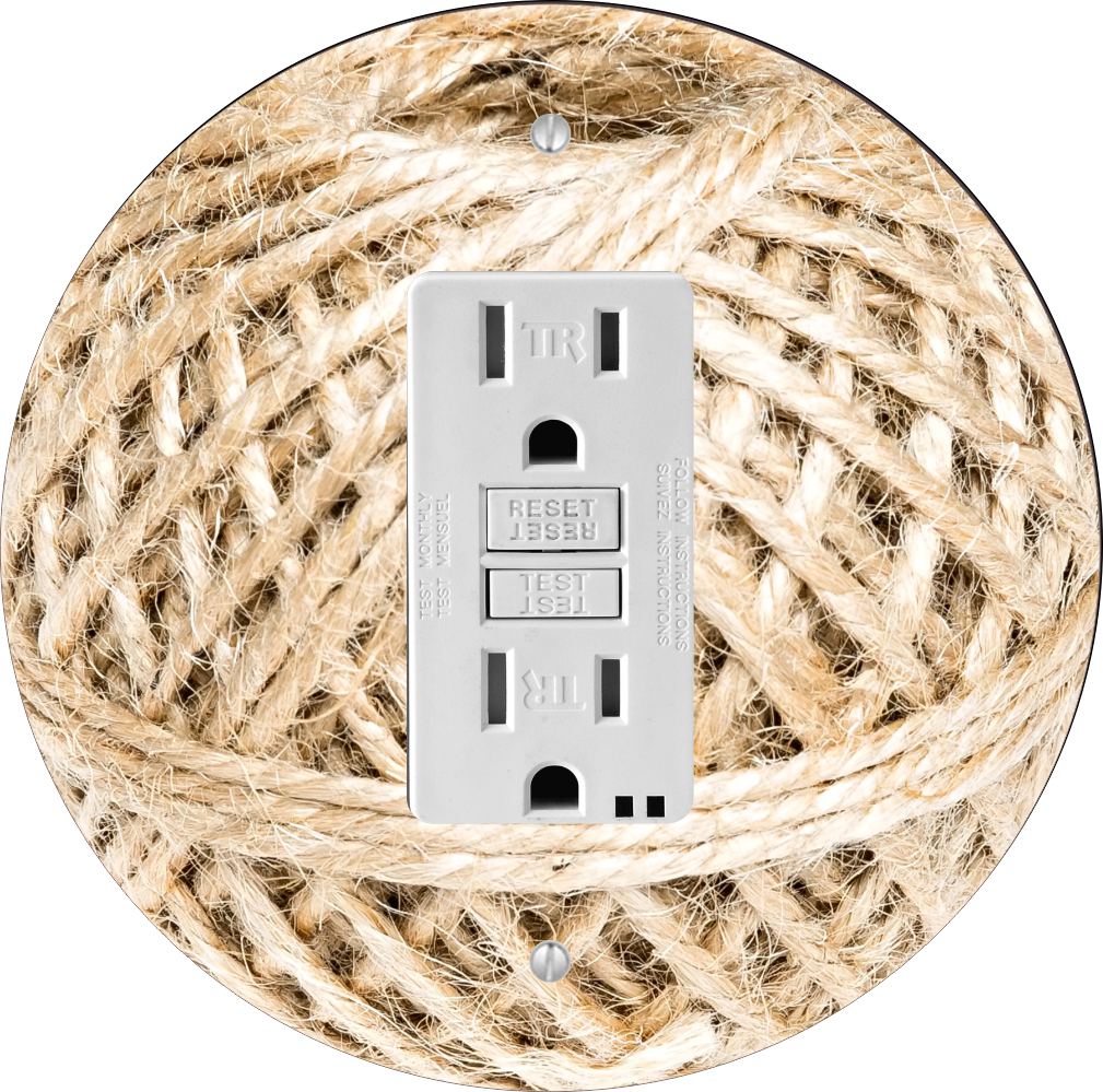 Sam Sandor - White String Design - Round Light Switch Plate Cover - GFI