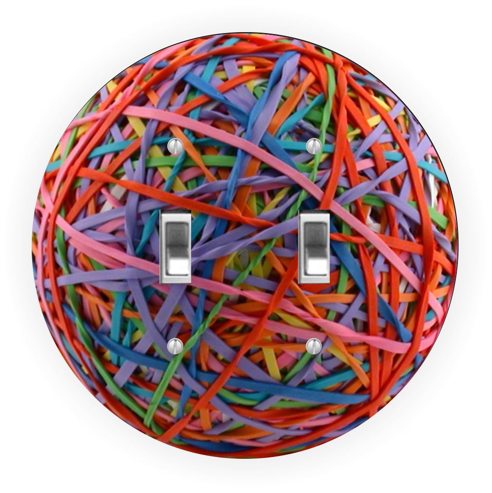 Sam Sandor - Rubber Ball Band Thin Design - Round Light Switch Plate Cover - Double Toggle