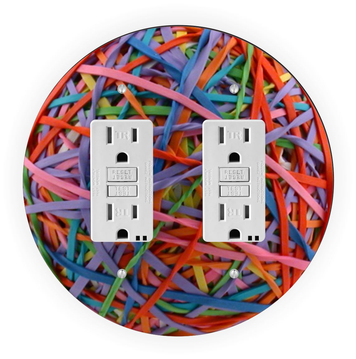 Sam Sandor - Rubber Ball Band Thin Design - Round Light Switch Plate Cover - Double GFI