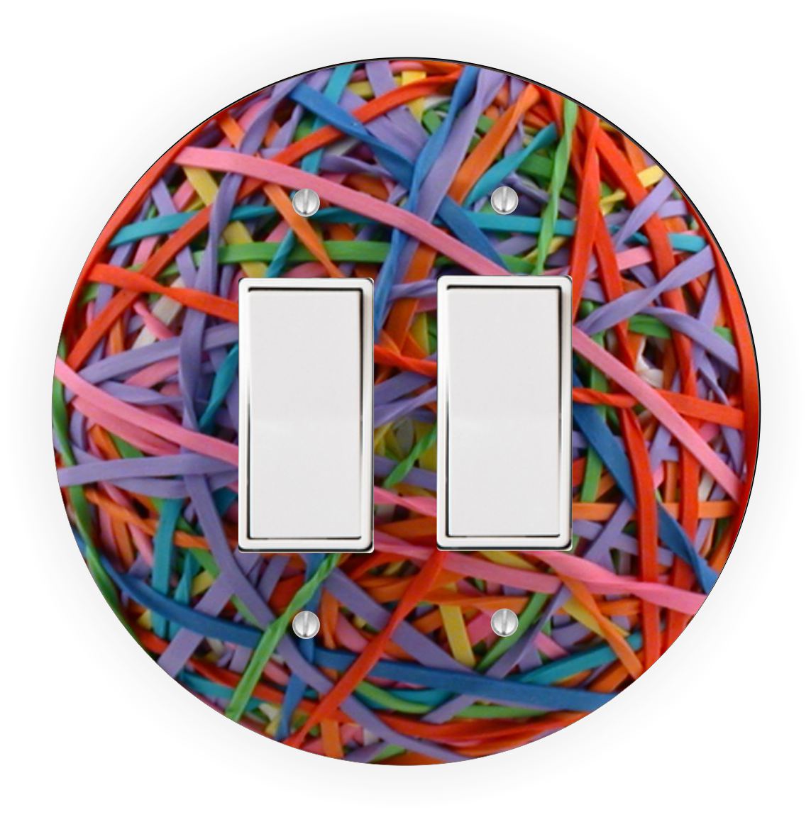 Sam Sandor - Rubber Ball Band Thin Design - Round Light Switch Plate Cover - Double Rocker