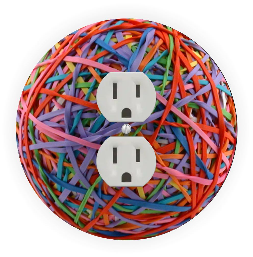 Sam Sandor - Rubber Ball Band Thin Design - Round Light Switch Plate Cover - Outlet Cover