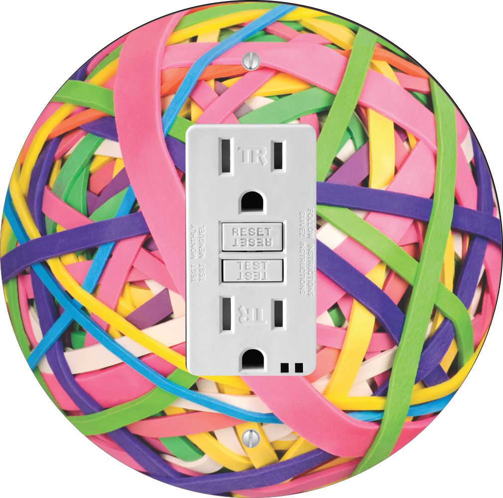 Sam Sandor - Rubber Ball Band Pastel Design - Round Light Switch Plate Cover - GFI