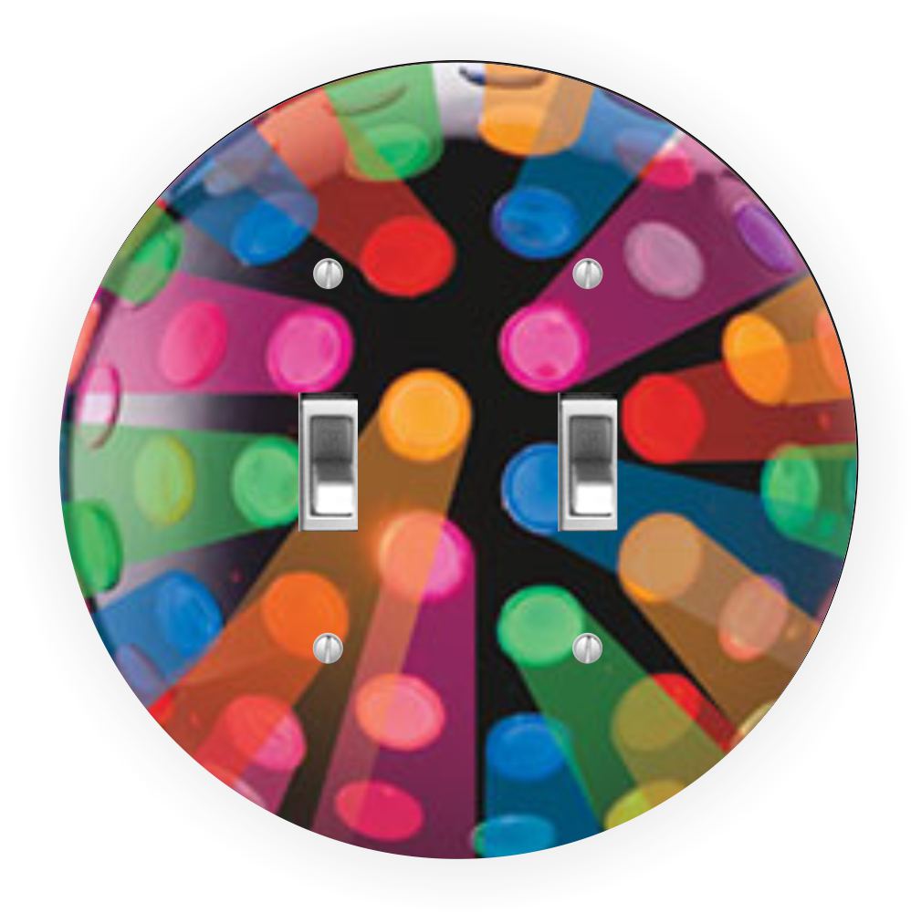 Sam Sandor - Multicolor Disco Ball Design - Round Light Switch Plate Cover - Double Toggle