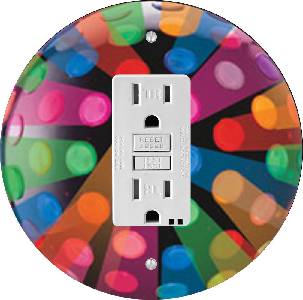 Sam Sandor - Multicolor Disco Ball Design - Round Light Switch Plate Cover - GFI