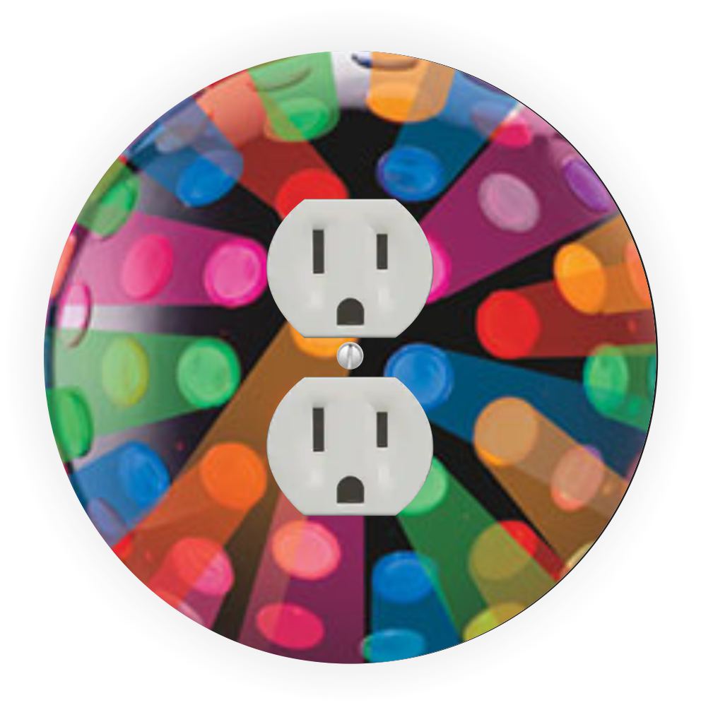 Sam Sandor - Multicolor Disco Ball Design - Round Light Switch Plate Cover - Outlet Cover