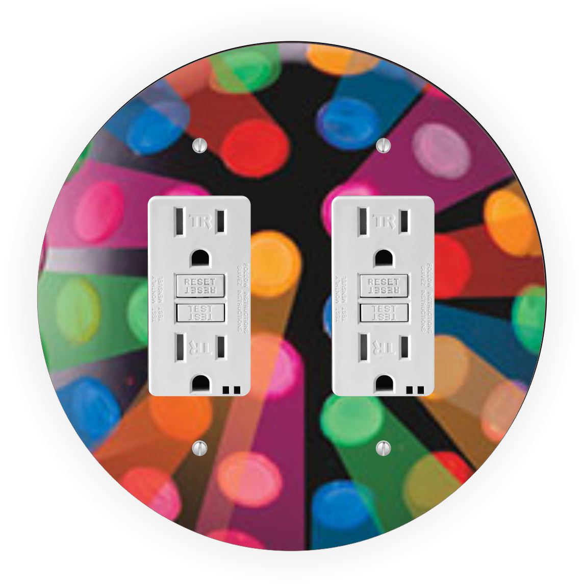 Sam Sandor - Multicolor Disco Ball Design - Round Light Switch Plate Cover - Double GFI