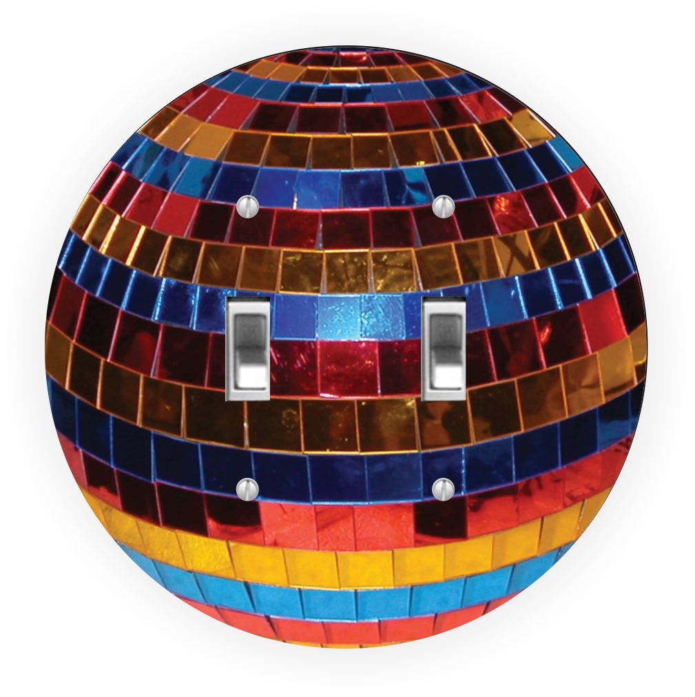 Sam Sandor - Discoball Design - Round Light Switch Plate Cover - Double Toggle