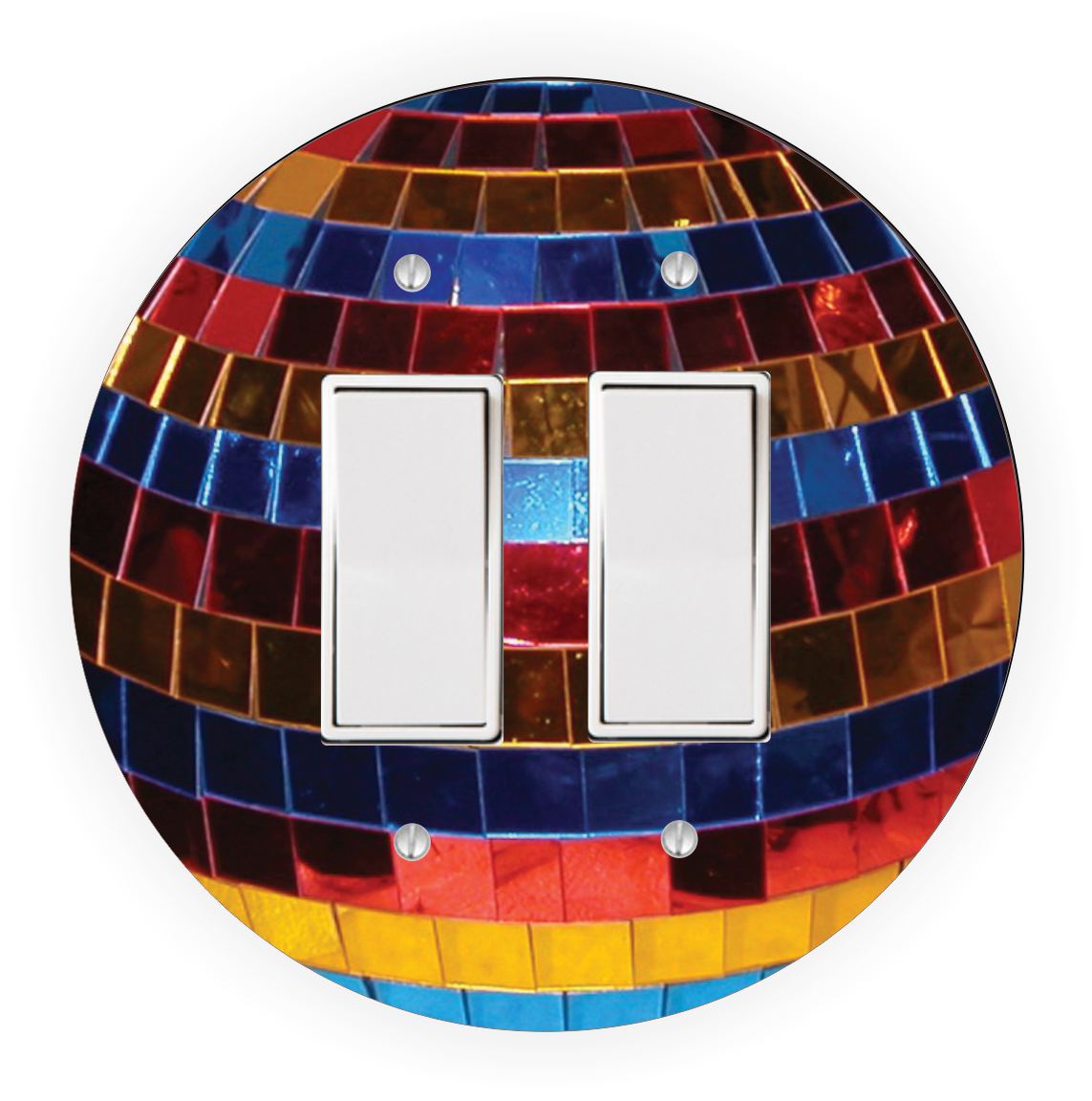 Sam Sandor - Discoball Design - Round Light Switch Plate Cover - Single Rocker