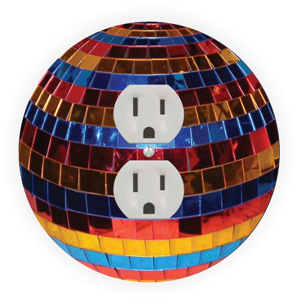 Sam Sandor - Discoball Design - Round Light Switch Plate Cover - Outlet Cover