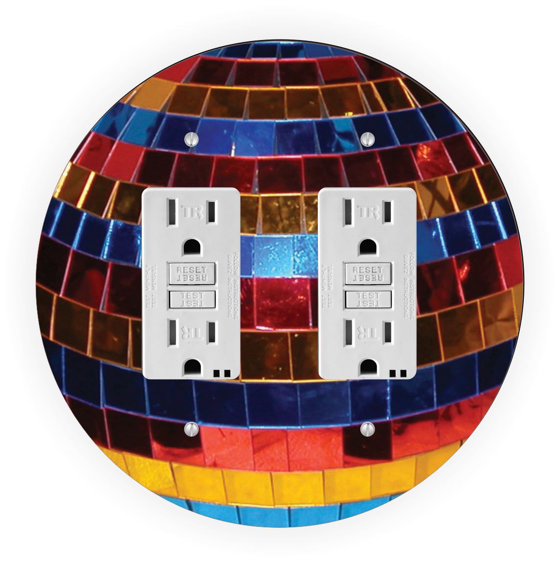 Sam Sandor - Discoball Design - Round Light Switch Plate Cover - Double GFI