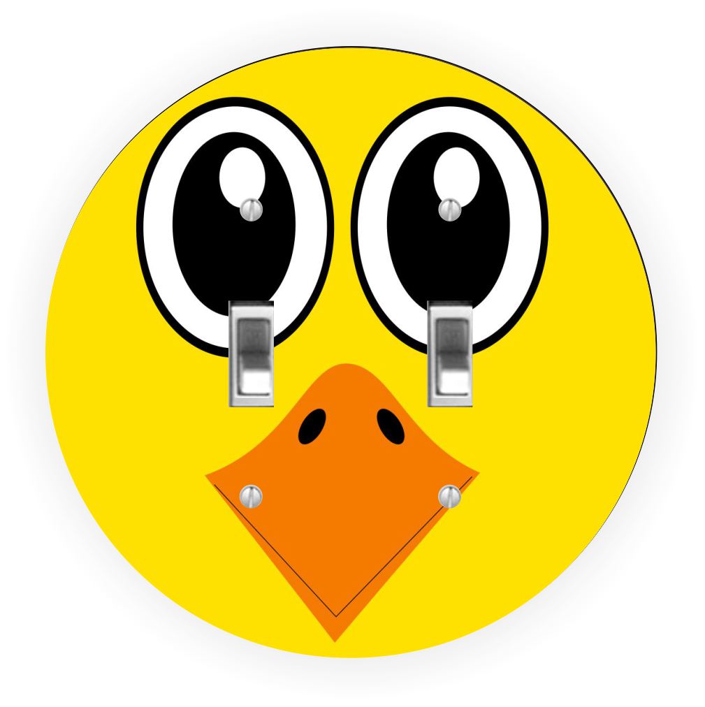 Sam Sandor - Cartoon Duck Face Design - Round Light Switch Plate Cover - Double Toggle