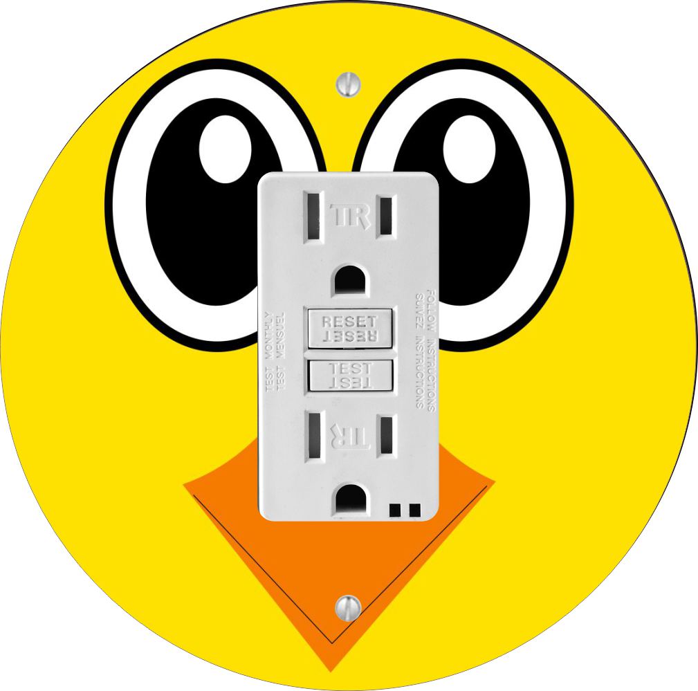 Sam Sandor - Cartoon Duck Face Design - Round Light Switch Plate Cover - GFI