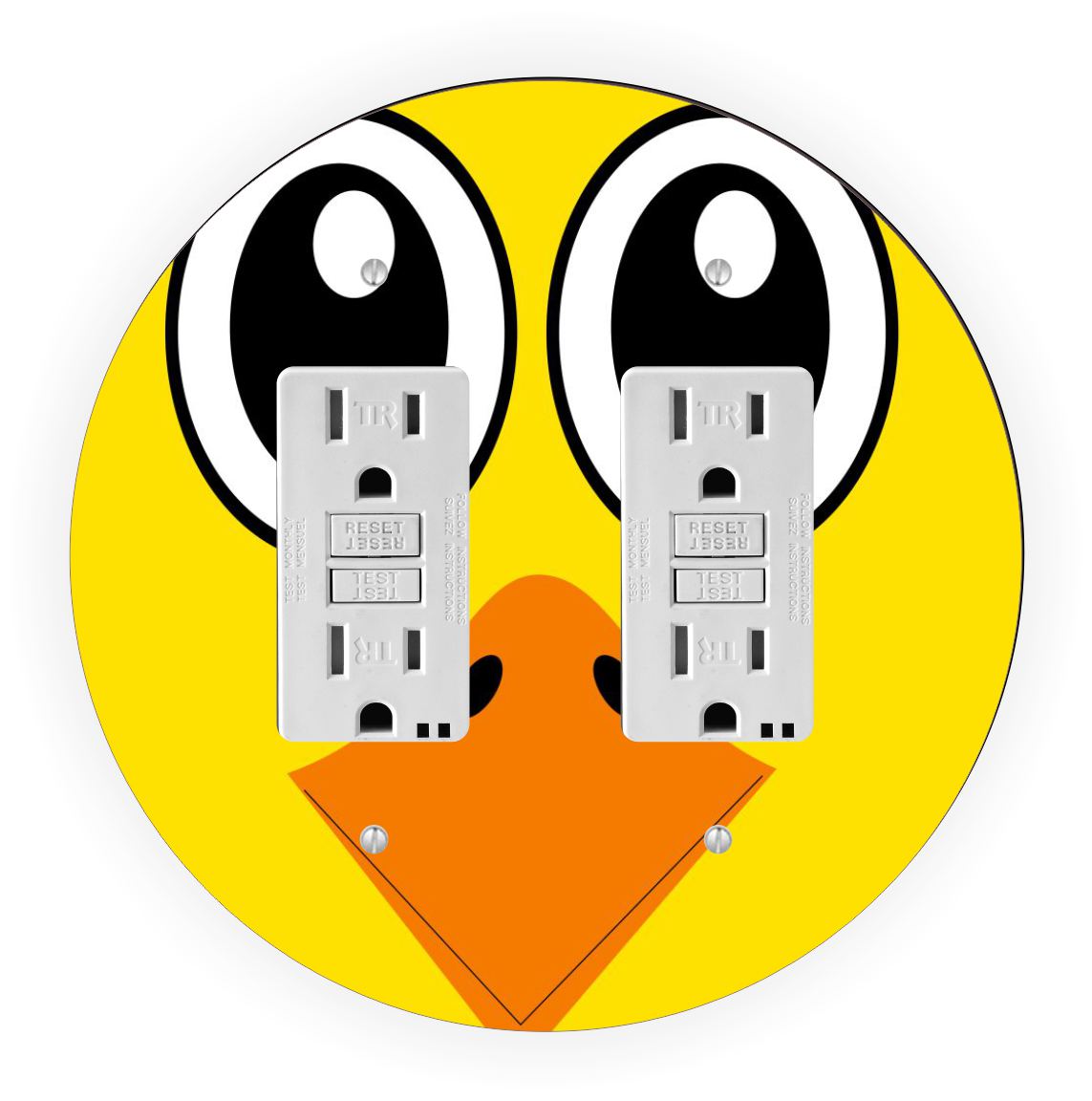 Sam Sandor - Cartoon Duck Face Design - Round Light Switch Plate Cover - Double GFI