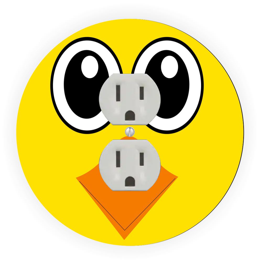 Sam Sandor - Cartoon Duck Face Design - Round Light Switch Plate Cover - Outlet Cover