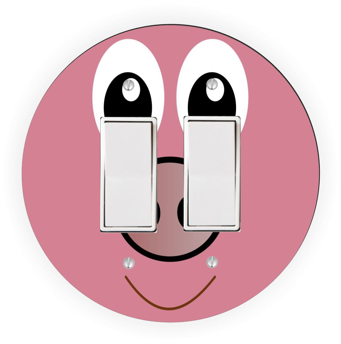 Sam Sandor - Cartoon Pig Face Design - Round Light Switch Plate Cover - Single Rocker