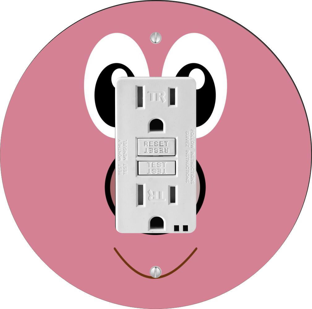 Sam Sandor - Cartoon Pig Face Design - Round Light Switch Plate Cover - GFI