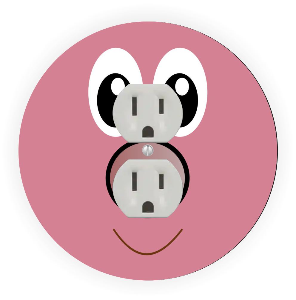 Sam Sandor - Cartoon Pig Face Design - Round Light Switch Plate Cover - Outlet Cover