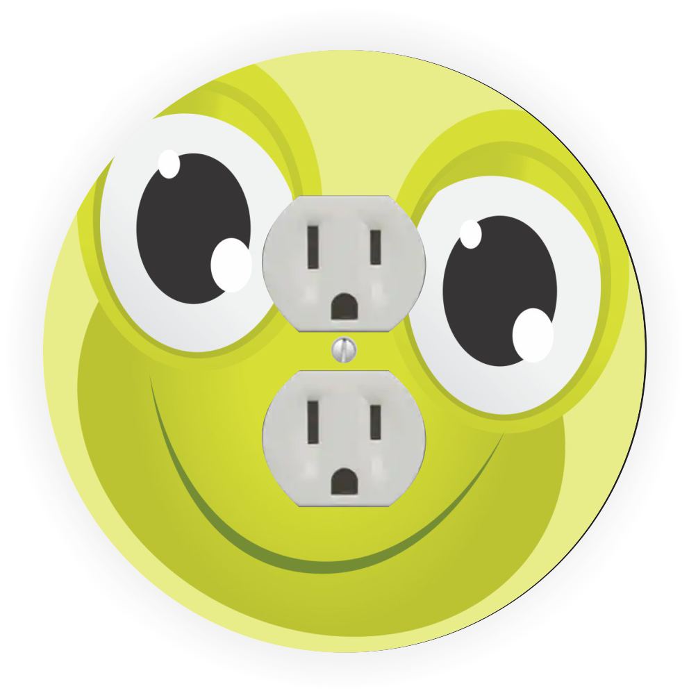 Sam Sandor - Cartoon Frog Face Design - Round Light Switch Plate Cover - Outlet Cover