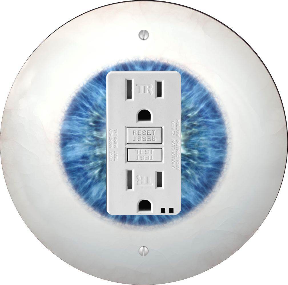 Sam Sandor - Blue Eye Ball Eyeball Iris Design - Round Light Switch Plate Cover - GFI