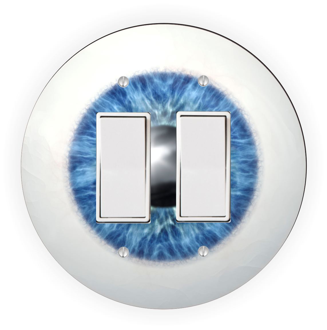 Sam Sandor - Blue Eye Ball Eyeball Iris Design - Round Light Switch Plate Cover - Double Rocker