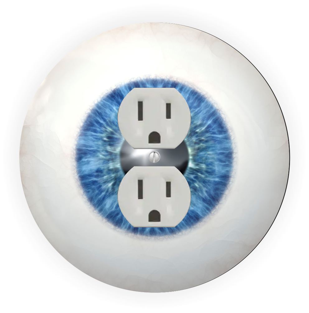 Sam Sandor - Blue Eye Ball Eyeball Iris Design - Round Light Switch Plate Cover - Outlet Cover