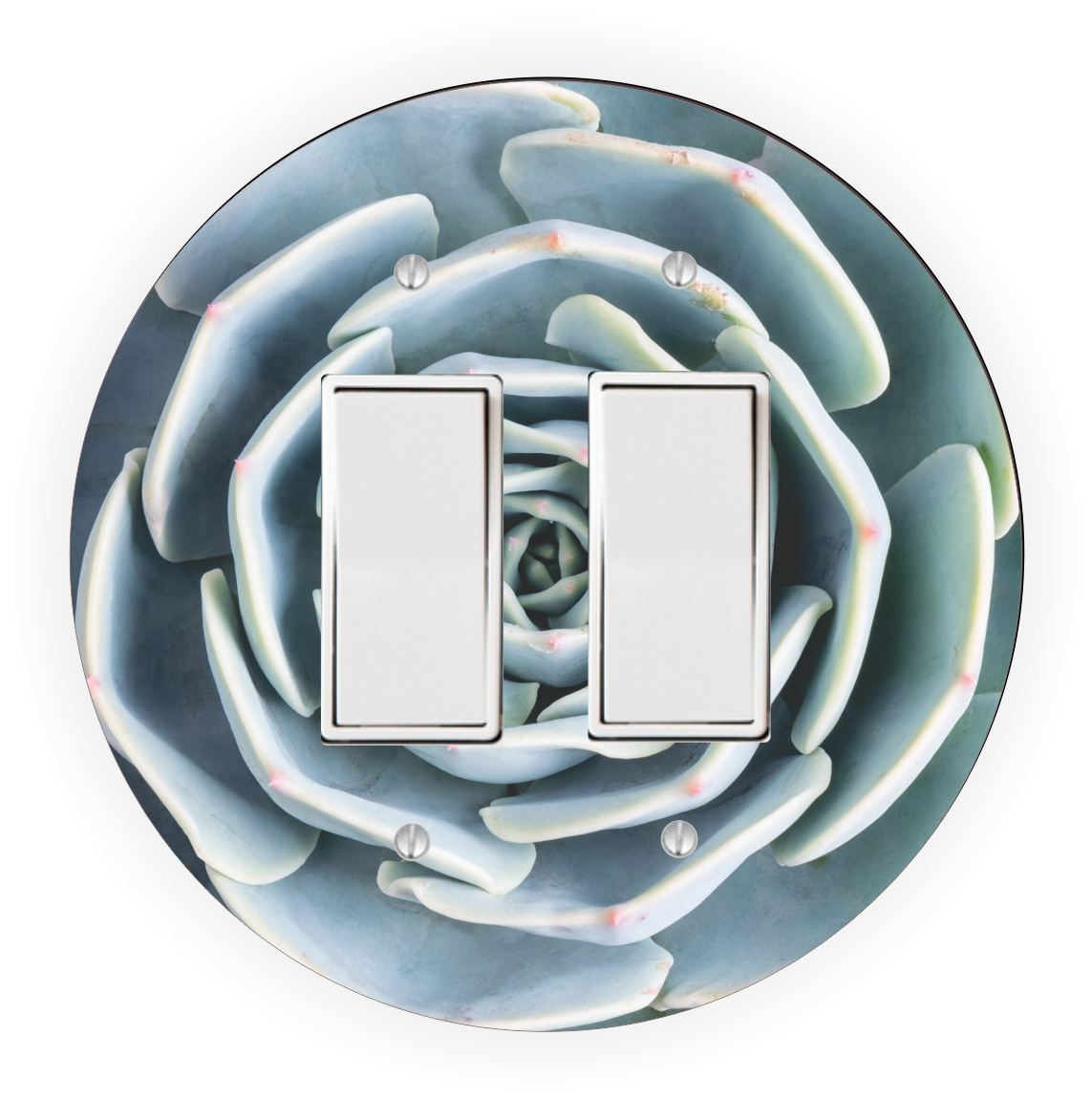 Sam Sandor - Green Cabbage Flower Design - Round Light Switch Plate Cover - Single Rocker