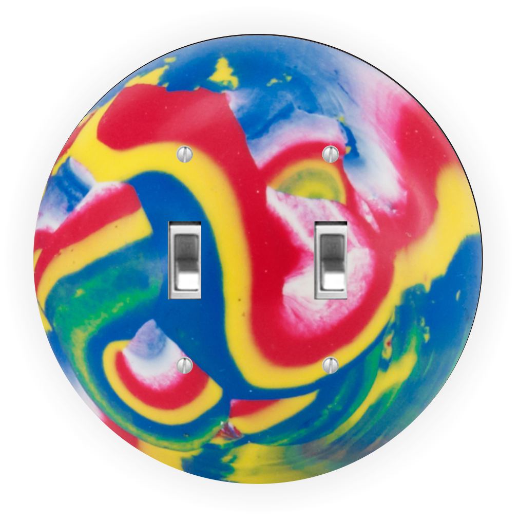 Sam Sandor - Bouncing Ball Design - Round Light Switch Plate Cover - Double Toggle