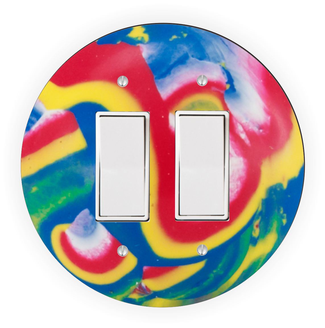 Sam Sandor - Bouncing Ball Design - Round Light Switch Plate Cover - Double Rocker