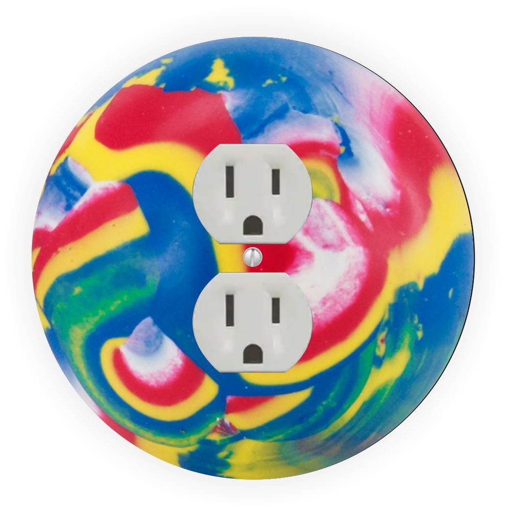 Sam Sandor - Bouncing Ball Design - Round Light Switch Plate Cover - Outlet Cover