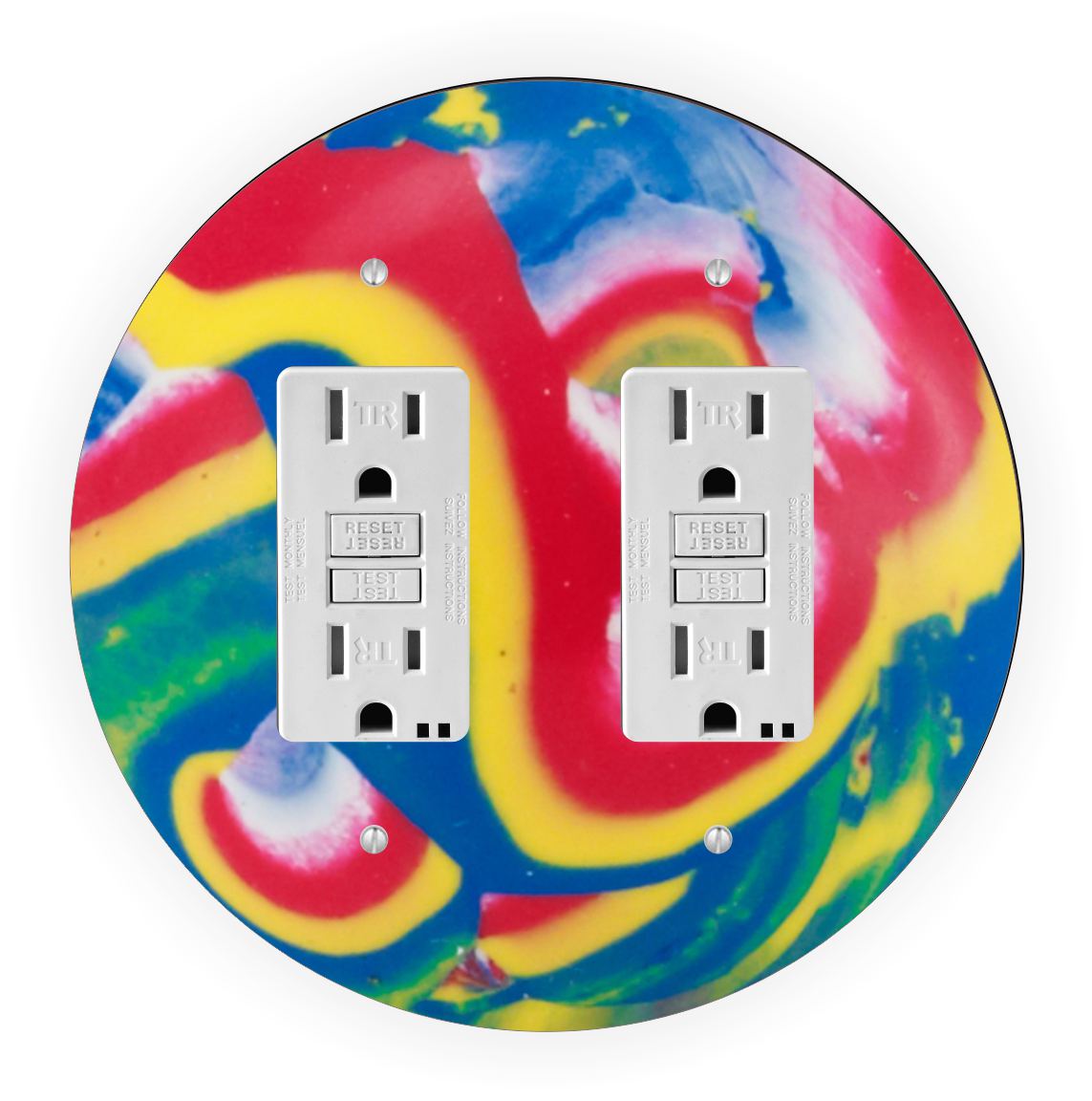 Sam Sandor - Bouncing Ball Design - Round Light Switch Plate Cover - Double GFI