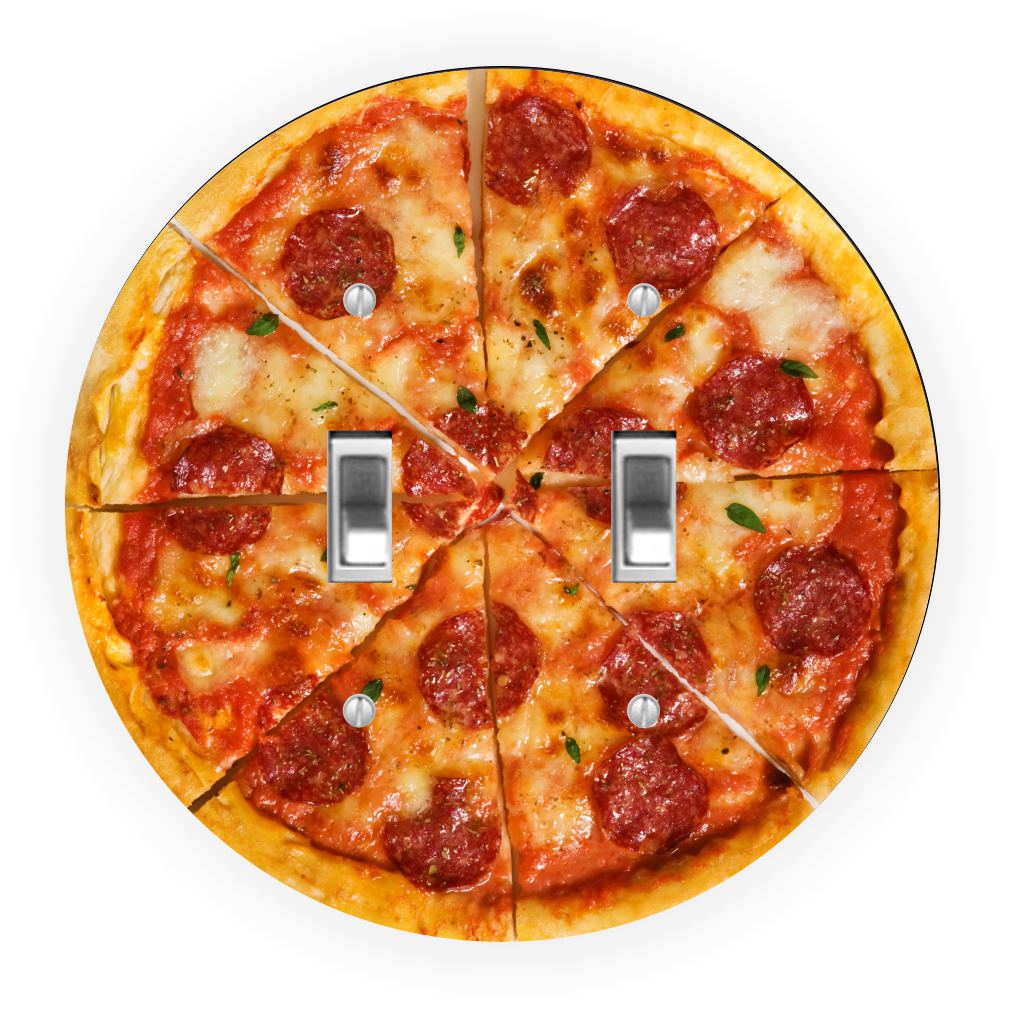 Sam Sandor - Pepperoni Pizza Design - Round Light Switch Plate Cover - Double Toggle